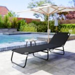 Folding Chaise Lounge Pool Chairs, Outdoor Sun Tanning Chairs with 5-Level Reclining Back, Steel Frame for Beach, Yard, Patio, Black - Image 8