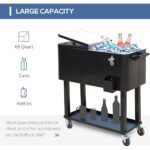 80 QT Rolling Cooling Bins Ice Chest on Wheels Outdoor Stand Up Drink Cooler Cart for Party, Black - Image 4