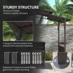 8'x5' BBQ Grill Gazebo, Outdoor Double Tiered Interlaced Polycarbonate Roof with Steel Frame, 2 Side Shelves, Brown - Image 5