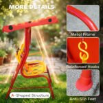 Kids Patio Swing, Adjustable Canopy Swing Glider, Kids Outdoor Swing Chair with 2 Seats, Seat-Belted Safety, Red - Image 6