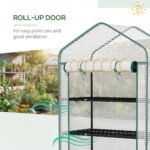 5 Tier Mini Greenhouse, Small Portable Greenhouse with PE Cover, Roll-Up Zippered Door, 76" x 35.4" x 19.3", White - Image 7
