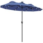 Double-sided Patio Umbrella, 9.7 ft. Outdoor Umbrella with 45-Degree Tilt and Crank, LED Solar Light and 12 Ribs - Image 12