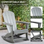 Outdoor Rocking Chair, HDPE Adirondack Porch Rocker Chair for Garden, Patio, Light Gray - Image 5
