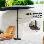 20lbs Half Round Patio Umbrella Base Outdoor Decorative Resin Parasol Stand Holder for Φ1.5", Φ1.9" Pole, for Lawn, Deck, Backyard, Garden - Image 5