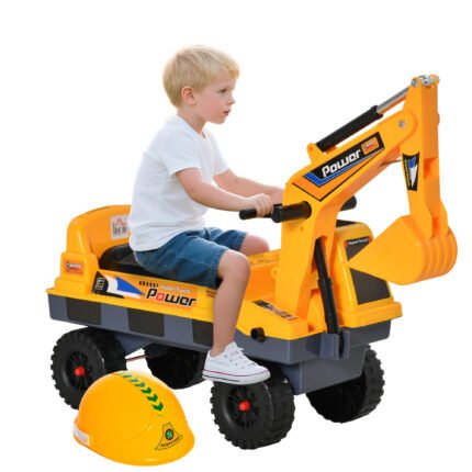 Kids Construction Ride-On with LED Lights, Music Player and Working Digger Arm