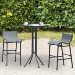 3 Piece Bar Height Outdoor Bistro Set for 2, Charcoal Gray - Image 2