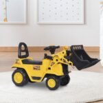 Kids No Power Ride-On Excavator with Manual Control Bucket, Yellow - Image 3