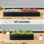 95" x 36" x 12" Galvanized Raised Garden Bed, Easy DIY and Cleaning for Growing Flowers, Herbs, Succulents, Black - Image 5