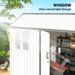 8' x 6' Metal Garden Storage Shed, Extra Large Outdoor Tool Storage House w/ Doors, Window and Air Vents, White - Image 5