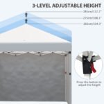 10' x 10' Pop Up Canopy Tent with 3 Sidewalls, Leg Weight Bags and Carry Bag, Height Adjustable, Instant Party Tent Event Shelter Gazebo for Garden, Patio, Cream - Image 6