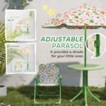Kids Picnic Table and Chair Set, Outdoor Activity Table with Foldable Chairs, Removable Umbrella for Backyard, Green - Image 5