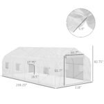 20' x 10' x 7' Walk-in Tunnel Greenhouse with Zippered Mesh Door & 8 Mesh Windows, Gardening Plant Hot House with Galvanized Steel Hoops, White - Image 3