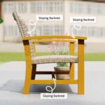 3-Seat Wicker Outdoor Couch Patio Sofa, Acacia Wood Patio Furniture with Steel Seat Armrests, 1000 LBS Capacity, Teak - Image 7
