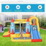 Kids Bounce House, 4-in-1 Rocket Inflatable Water Slide Jumping Castle with 2 Slides, Climbing Wall, Trampoline, & Water Pool Area, Air Blower - Image 5