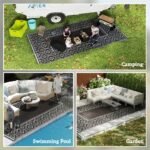 Reversible Outdoor Rug, Waterproof Plastic Straw with Carry Bag, 9' x 18', Black & Gray Gourd Border - Image 5