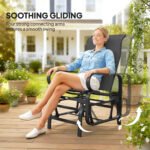 Gliding Lounger Chair Set of 2, Single Rockers with Lightweight Metal & Mesh Construction, Black - Image 4