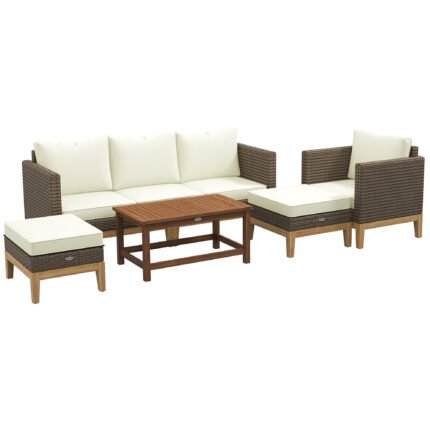 Patio Furniture Set w/ Cushions with 5 PCs PE Rattan Conversation Furniture Set