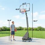 Portable Basketball Hoop Outdoor, 8-10ft Adjustable Basketball Goal, 47 Inch Shatterproof Backboard, Hand-Crank Lift - Image 3