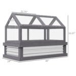 Raised Garden Flower Bed Kit w/ Greenhouse, Wooden Cold Frame Planter, Gray - Image 3