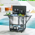 104 Quart Large Capacity Outdoor Cooler Cart, Patio Rolling Ice Chest with Bottle Opener Shelves Wheels, Gray - Image 6