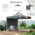 10' x 10' Heavy Duty Pop Up Canopy Tent with Sidewall, UPF50+ Instant Sun Shelter with Storage Pockets, Dark Blue - Image 7