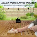 Outdoor Dining Set for 4, Patio Table and Chairs Set with 59" Rectangle Acacia Wood Table and 352 LBS Stackable Chairs - Image 4