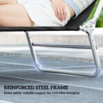 Folding Chaise Lounge Chair, Portable Tanning Chair with Adjustable Backrest, Pillow for Beach Poolside Patio, Black - Image 7