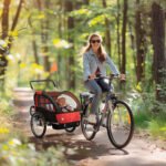 2-Seat Elite 360 Swivel Bike Trailer for Kids Bicycle Cargo Trailer with Water-Resistant Windows, Black and Red - Image 2