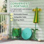 Kids Picnic Table and Chair Set, Outdoor Activity Table with Foldable Chairs, Height Adjustable Umbrella, Green - Image 6