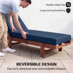 Chaise Lounge Cushion, 4" Thick Outdoor Lounge Chair Cushions with Ties for Patio, 26" x 80 ", Navy Blue - Image 7