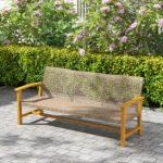 3-Seat Wicker Outdoor Couch Patio Sofa, Acacia Wood Patio Furniture with Steel Seat Armrests, 1000 LBS Capacity, Teak - Image 8