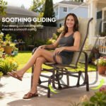 Gliding Lounger Chair Set of 2, Single Rockers with Lightweight Metal & Mesh Construction, Khaki - Image 4