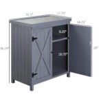 Outdoor Storage Cabinet, Outdoor Tool Shed with Galvanized Top and Two Shelves for Yard Tools or Pool Accessories, Gray - Image 3
