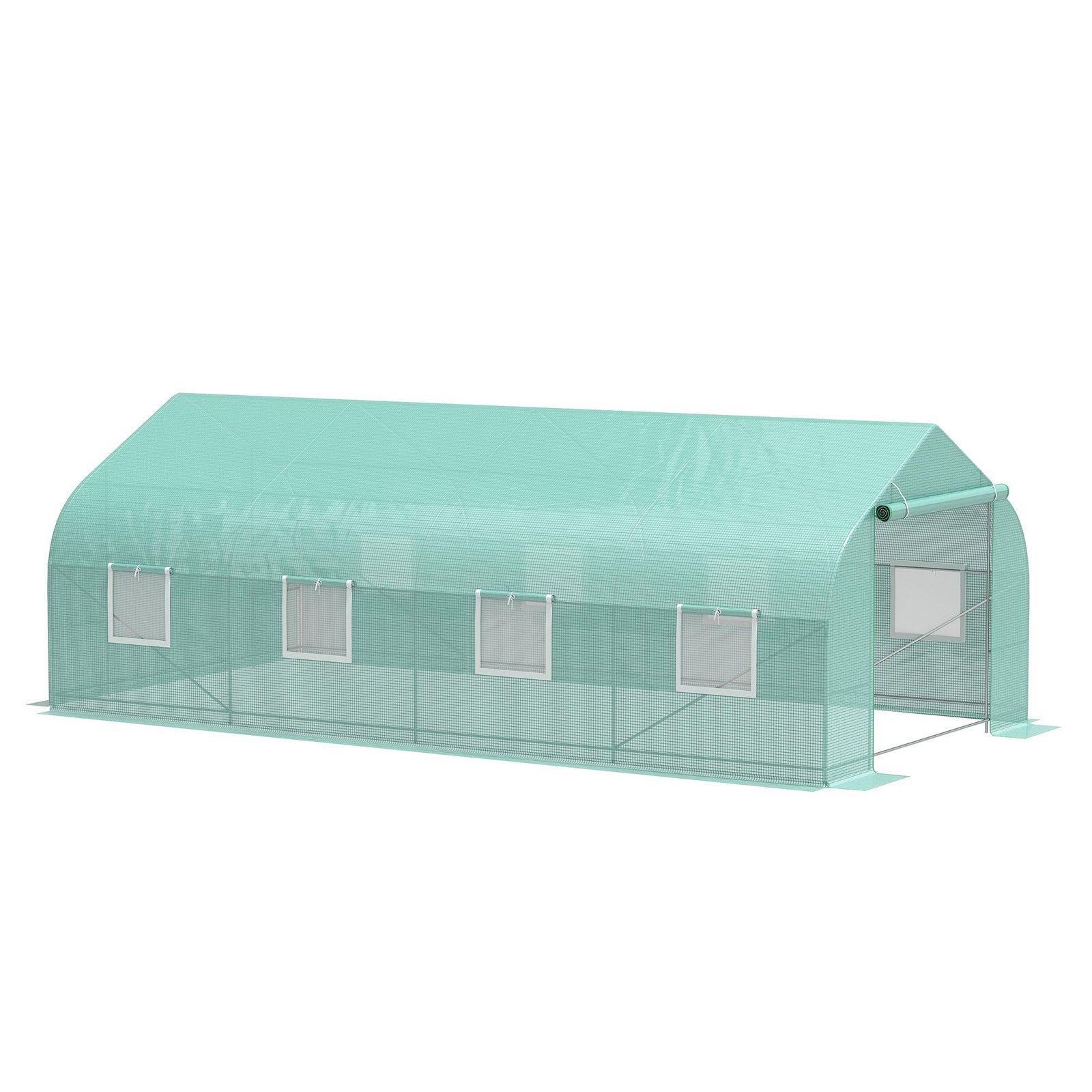 FM409b19db8efbcba.jpg 20' x 10' x 7' Outdoor Walk-in Greenhouse, Tunnel Green House with Roll-up Windows, Zippered Door, PE Cover, Heavy Duty Steel Frame, Green - Image 1