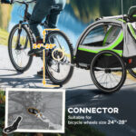 3-in-1 Bike Trailer for Kids, Running Stroller with 2 Seats, Jogging Cart with 5-Point Harness, Storage Units, Green - Image 7