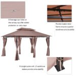 10' x 13' Patio Gazebo, Outdoor Gazebo Canopy Shelter with Curtains, Vented Roof, Steel Frame for Garden, Lawn, Backyard and Deck - Image 6
