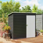 6' x 4' Outdoor Garden Shed, Metal Storage Shed with Lockable Door and Gloves for Backyard Garden Patio, Dark Gray - Image 8