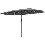 Garden Parasol, Double-Sided Sun Umbrella with LED Solar Lights, Patio Parasol for Outdoor - Image 10