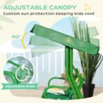 Kids Patio Swing Chair with Adjustable Canopy, Safety Belt for Patio, Garden, Poolside, Balcony, Dark Green - Image 5