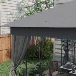 10' x 11.5' Metal Patio Gazebo, Double Roof Outdoor Gazebo Canopy Shelter w/Tree Motifs Corner Frame and Netting - Image 8