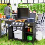 3 Burner Propane Gas Grill with Side Burner Barbecue Grill with Shelves, 9.5 KW Output, 310 Sq. in. Cooking Area - Image 2