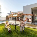 Kids Table and Chair Set, Outdoor Folding Garden Furniture, Picnic Table for Patio Backyard, with Removable & Height Adjustable Sun Umbrella, Brown - Image 7