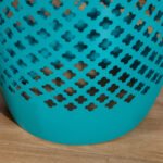 12" Steel Outdoor Side Table, Round Hollow Drum Patio End Table, Accent Table for Indoor and Outdoor, Blue - Image 8