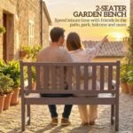 2-Person Garden Bench, HDPE Outdoor Bench with 530 lbs Capacity, Curved Seat for Backyard, Park, Porch, Lawn, Brown - Image 4