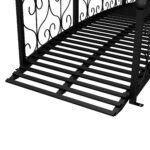 7' Metal Arch Garden Bridge Arc Footbridge with Side Railings Decorative Scrollwork, Black - Image 8