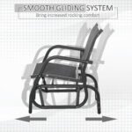 Outdoor Glider Chair, Steel Swing Chai with Curved Armrests for Porch, Garden, Poolside, Balcony, Black - Image 4