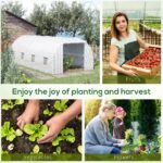 20' x 10' x 7' Walk-In Tunnel Greenhouse with Zippered Door & 8 Mesh Windows, Large Garden Green House Kit, Galvanized Steel Frame, White - Image 8