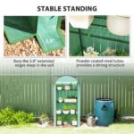 Mini Greenhouse, Portable Greenhouse with 4 Tier Shelves, Roll-Up Door, and Plastic Cover, 41.3" x 17.7" x 63", Green - Image 7