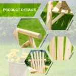 2-Seat Wooden Adirondack Chair, Patio Bench with Table, Outdoor Loveseat Fire Pit Chair for Porch, Backyard, Deck, Natural - Image 4