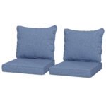 Patio Chair Cushions Set of 2 with Seat & Backrest, Fade Resistant Seat Replacement Cushion Set, Blue